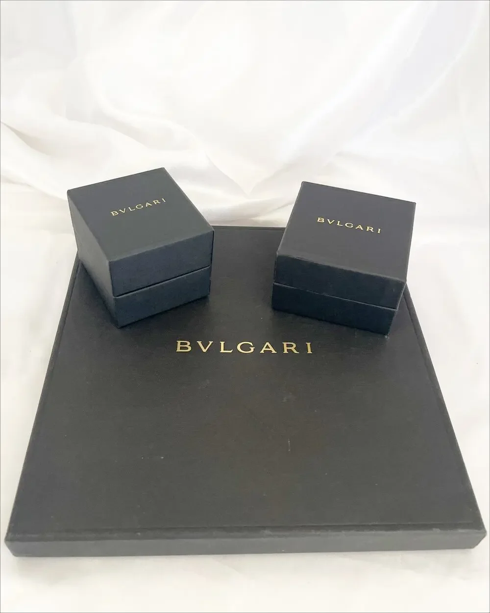 BVLGARI Bundle of 3 Jewelry Boxes Empty Brown Ring Boxes Necklace Box Scarf Box